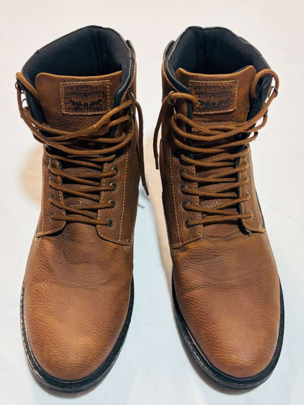 Levi's Men's Tan-Brown Leather Lace-Up Ankle Boots